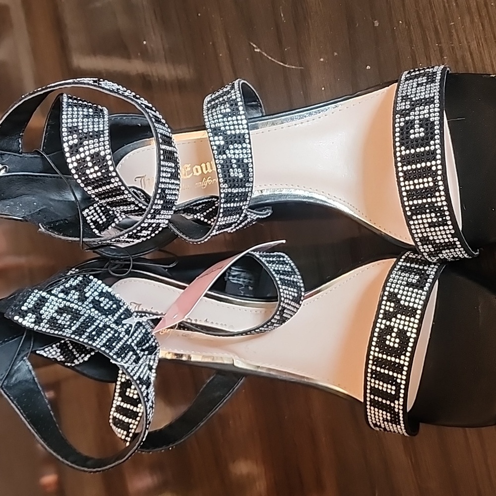 Juicy Couture Black Strappy Heels New With Tag Size 8.5 - Picture 2 of 8